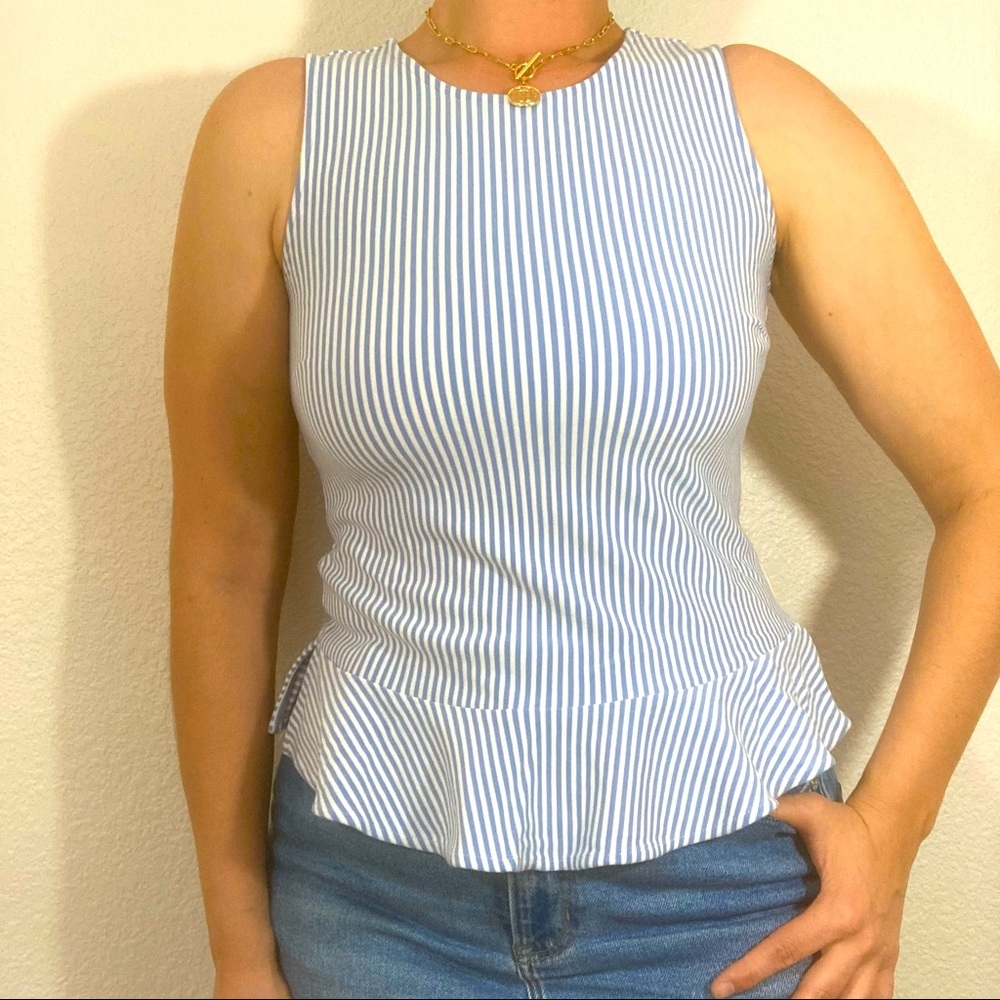3/$20 Ann Taylor Striped Sleeveless Peplum Top